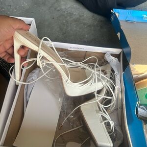 KAYLEEN By Los Angeles White Strappy Heels